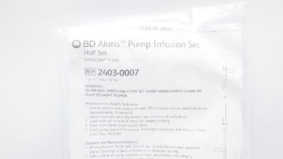 BD 2403-0007 Alaris Pump Infusion Set, Half Set, SmartSite Y-site (x)